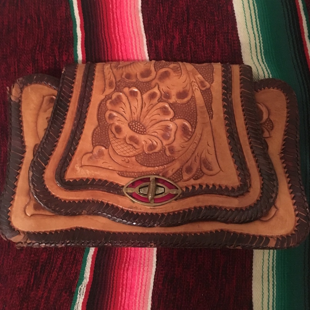 Vintage *leather* oversized clutch